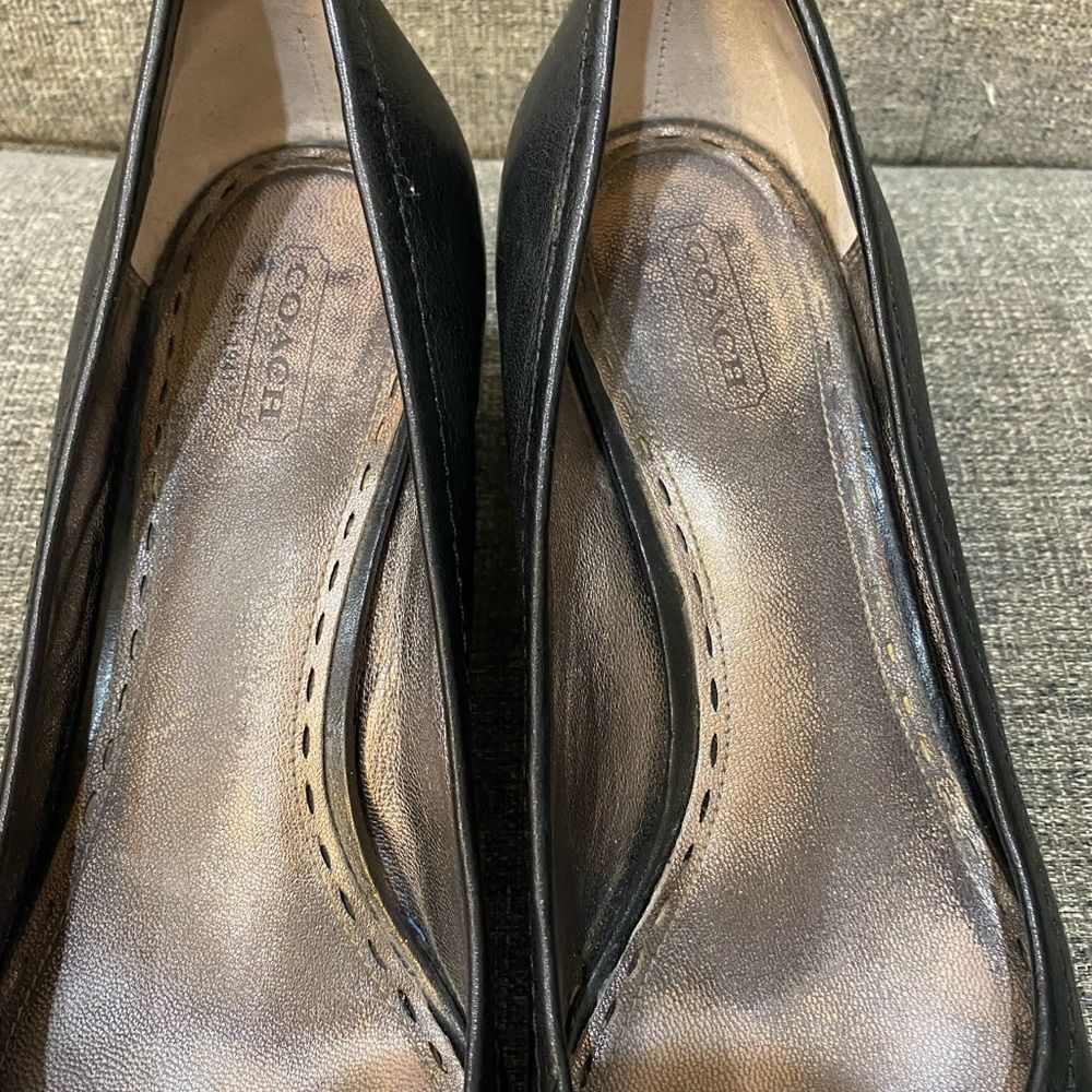 Coach Elizabeth Pumps Heels Black Leather Shoes Women’s Size 9 - Picture 4 of 11